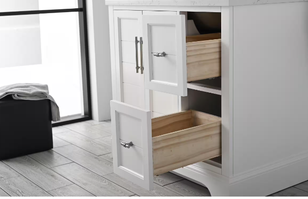 Tocador de baño Chambery de 36 pulgadas de ancho x 22 pulgadas de profundidad x 34,5 pulgadas de alto con cubierta de mármol artificial