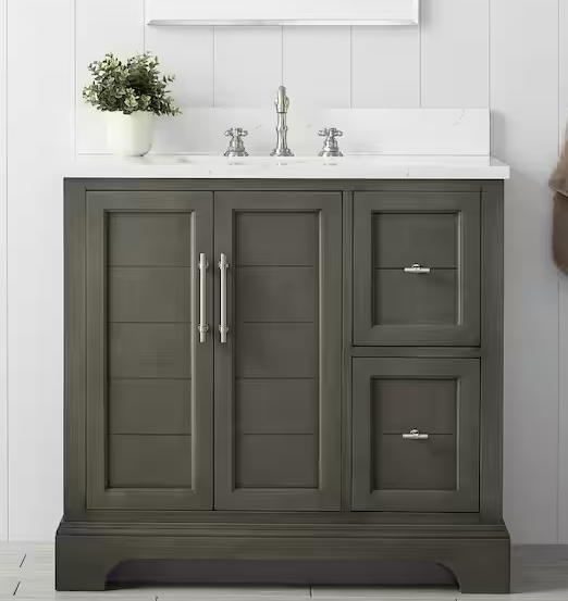 Chambery 36 in. W x 22 in. D x 34.5 in. H Bathroom Vanity with Engineered Marble Top
