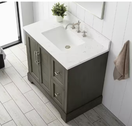 Tocador de baño Chambery de 36 pulgadas de ancho x 22 pulgadas de profundidad x 34,5 pulgadas de alto con cubierta de mármol artificial