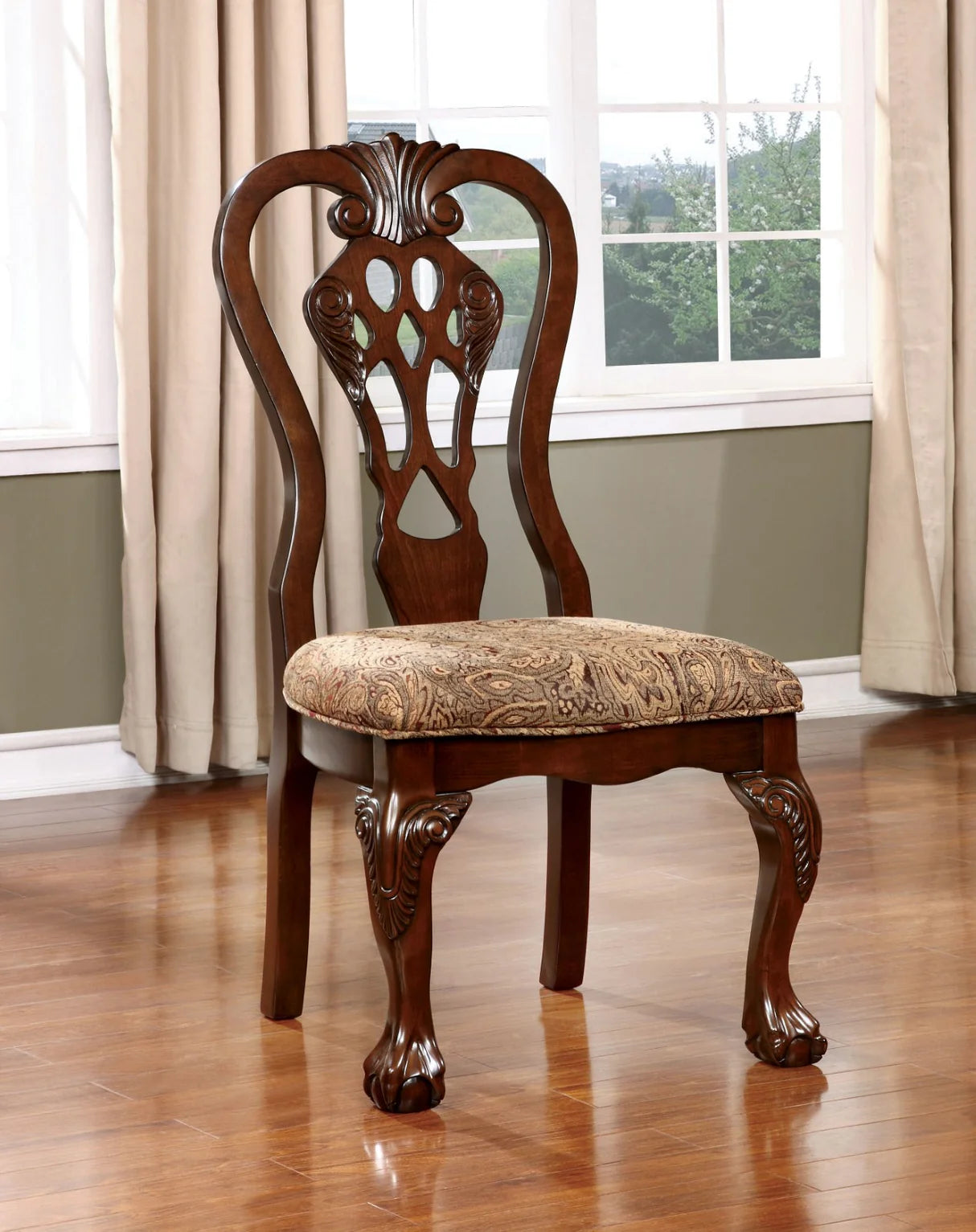 Elana Brown Cherry 5 Pieces Round Dining Table Set