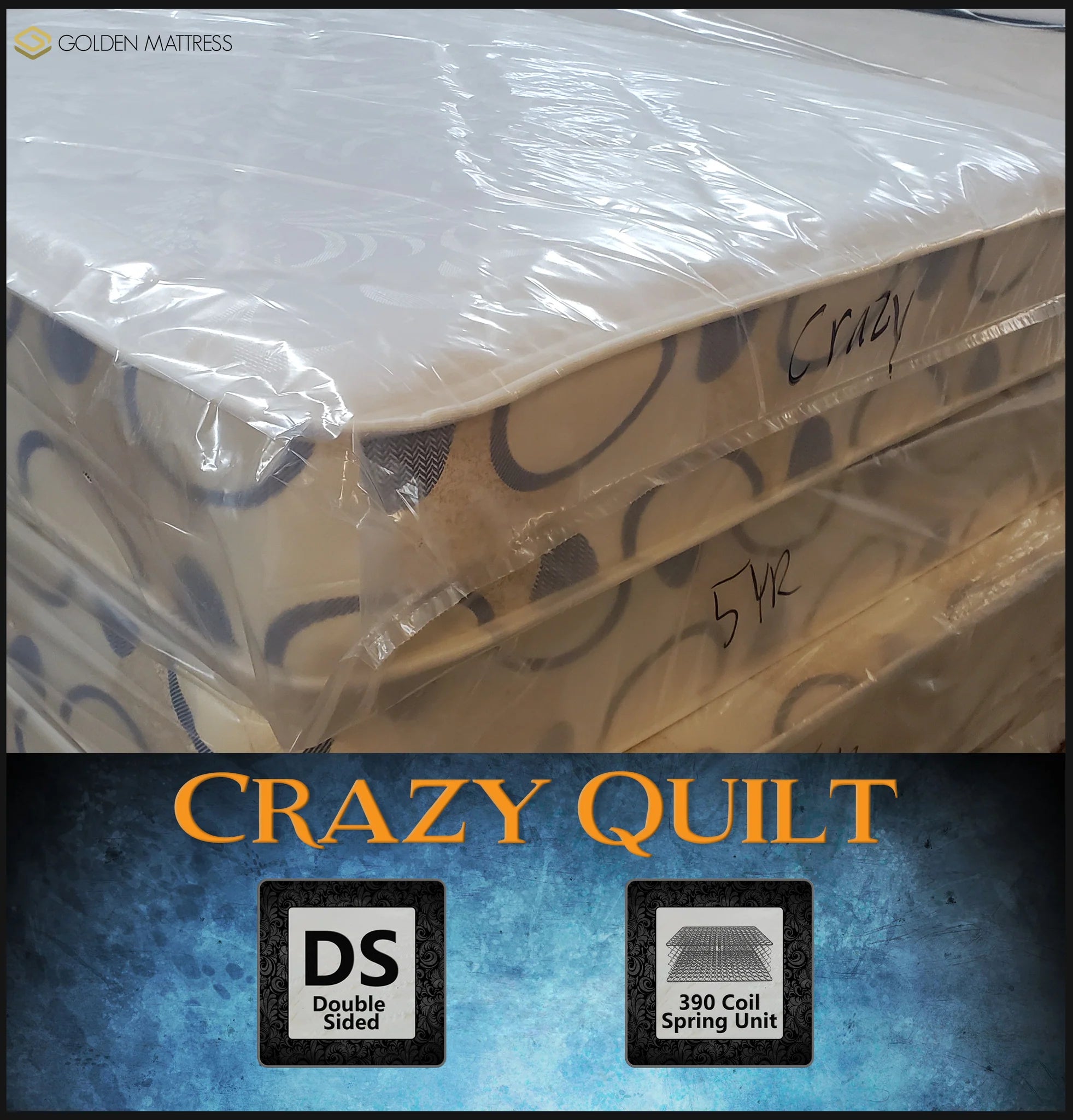 Crazy Quilt Luxury Mattress - Crazy Quilt Luxury Mattress – 9" Double-Sided, Plush Comfort