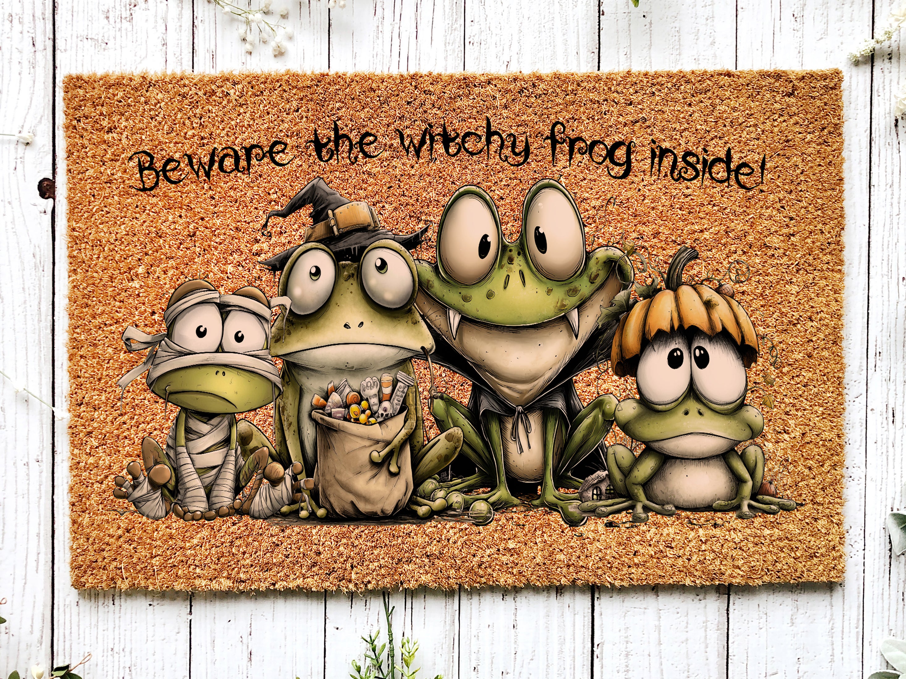 Witchy Frog Family Doormat