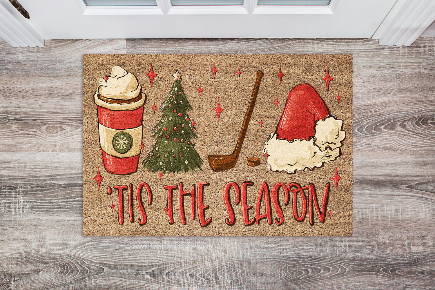 Christmas Hockey Season Doormat