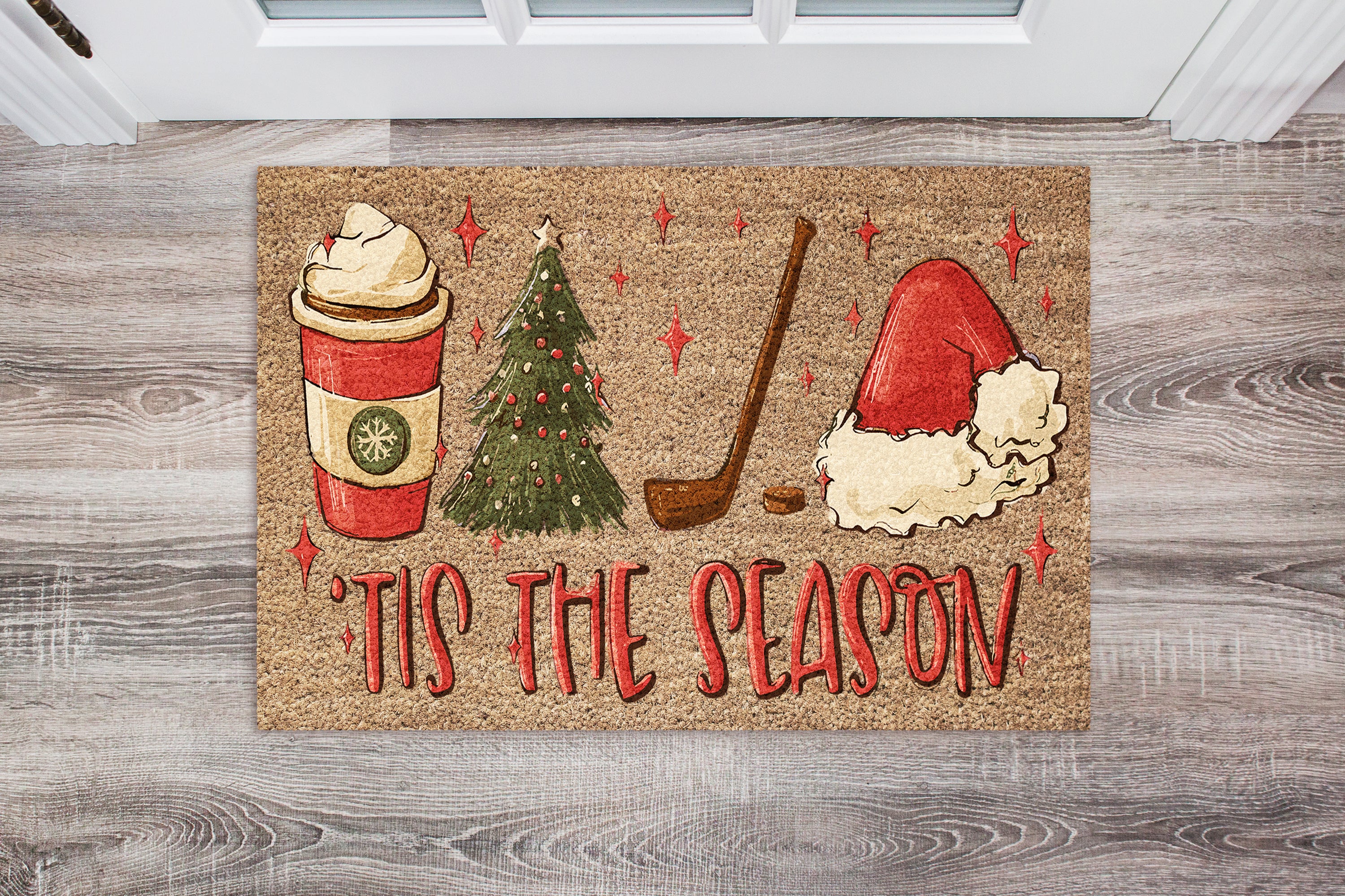Christmas Hockey Season Doormat