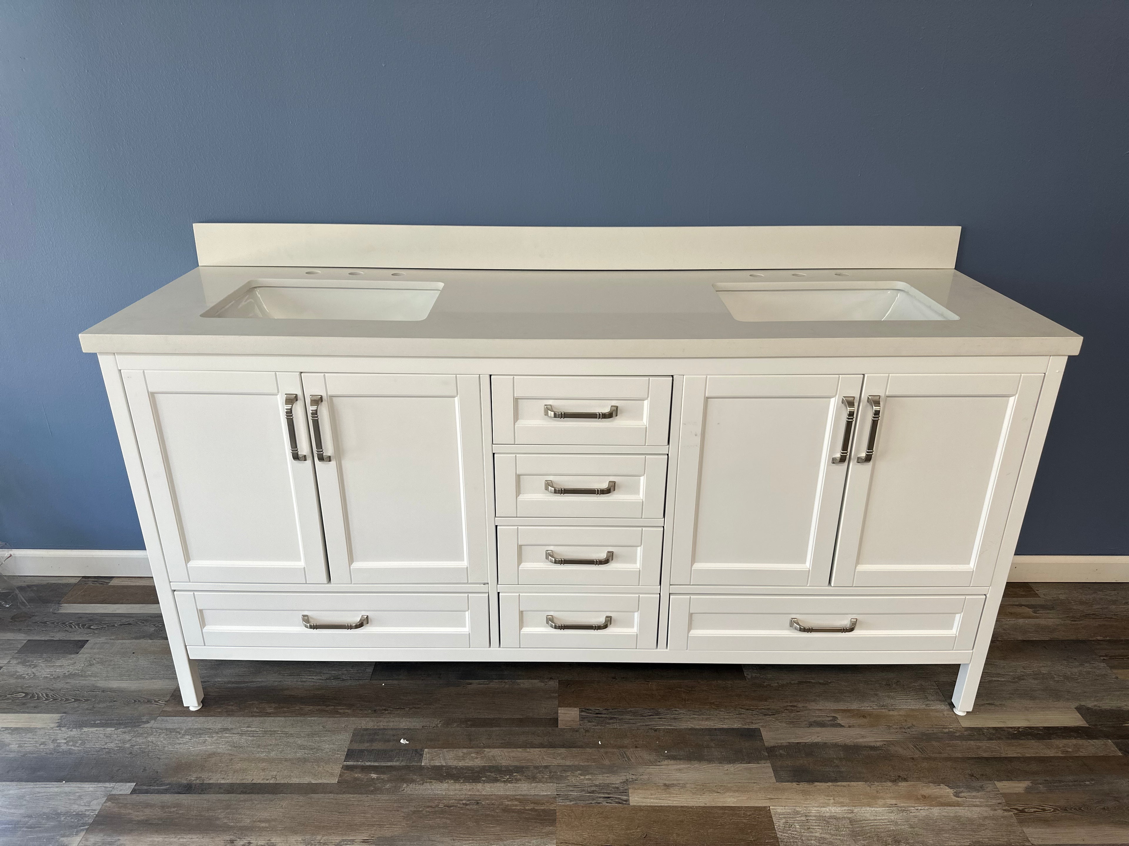 Sandstone 72 in. Vanity in White with Quartz Top