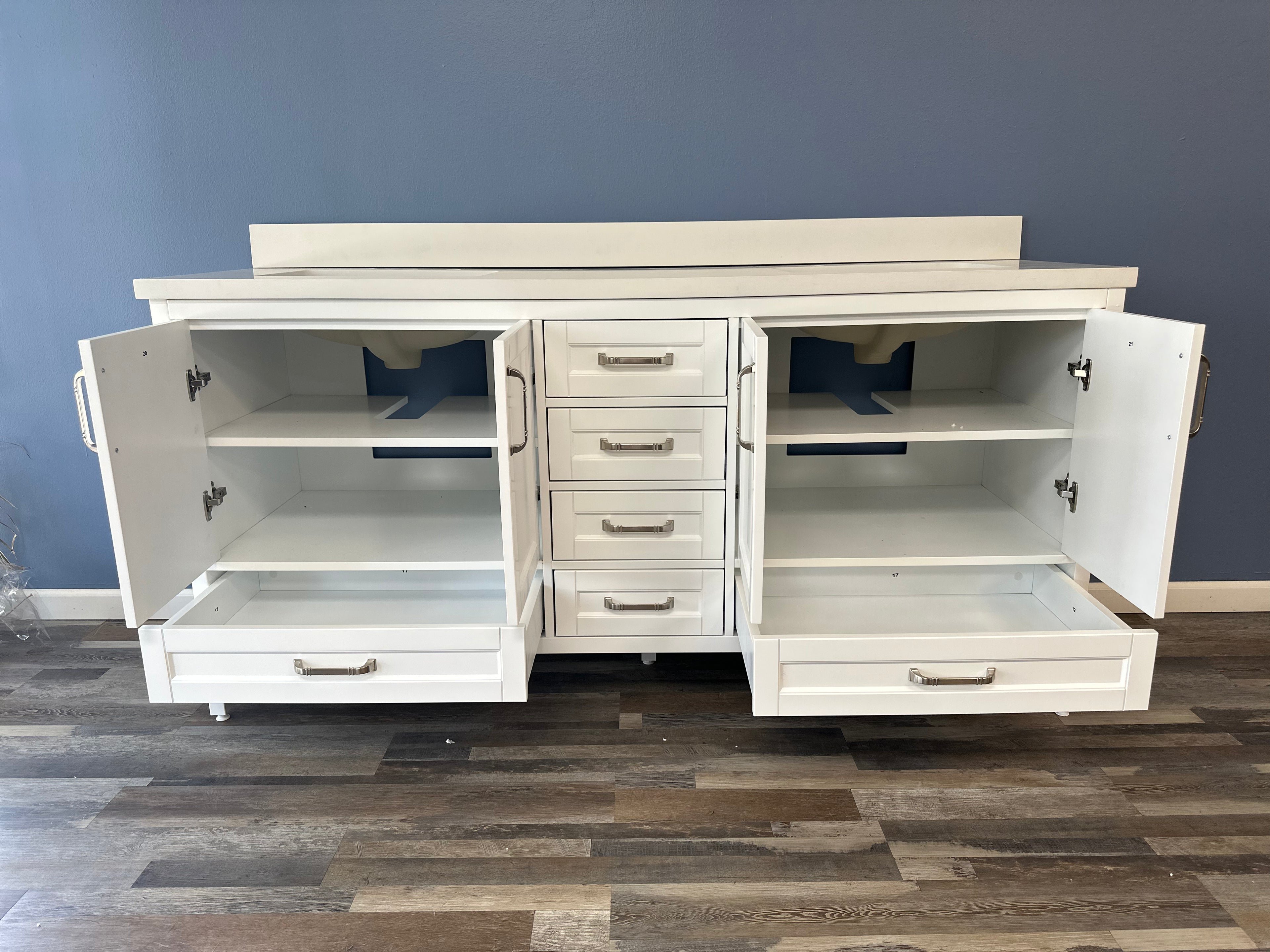 Sandstone 72 in. Vanity in White with Quartz Top