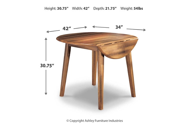 Berringer Rustic Brown Dining Drop Leaf Table
