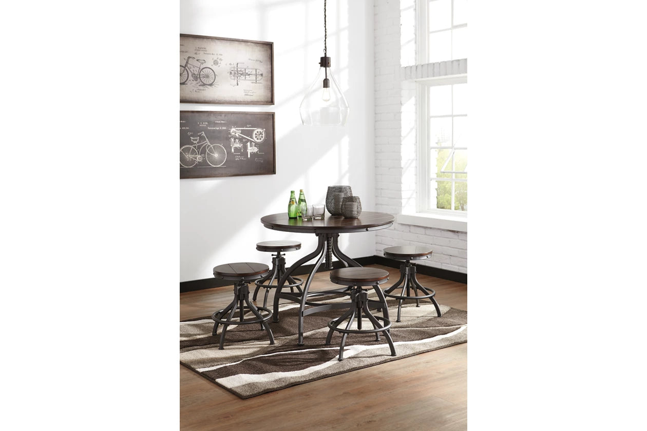 Odium Counter Height Dining Table and 4 Bar Stools Set