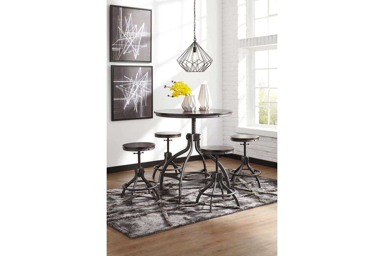 Odium Counter Height Dining Table and 4 Bar Stools Set