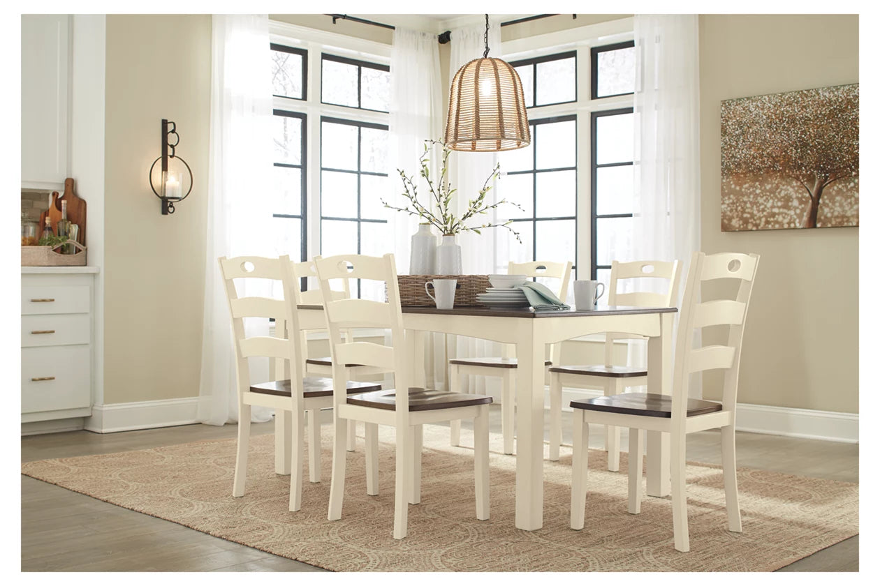 Woodanville Cream/Brown Dining Table and Chairs, Set of 7