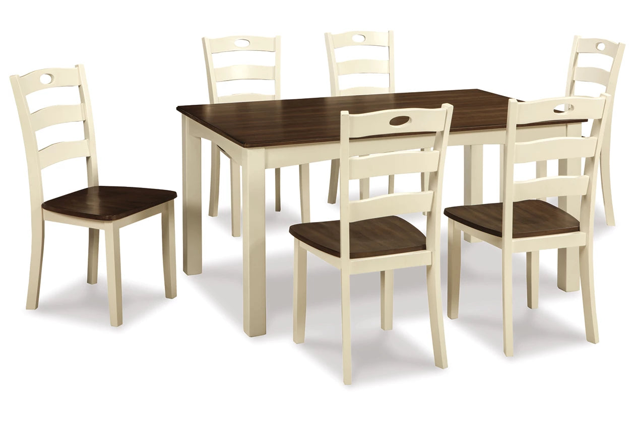 Woodanville Cream/Brown Dining Table and Chairs, Set of 7