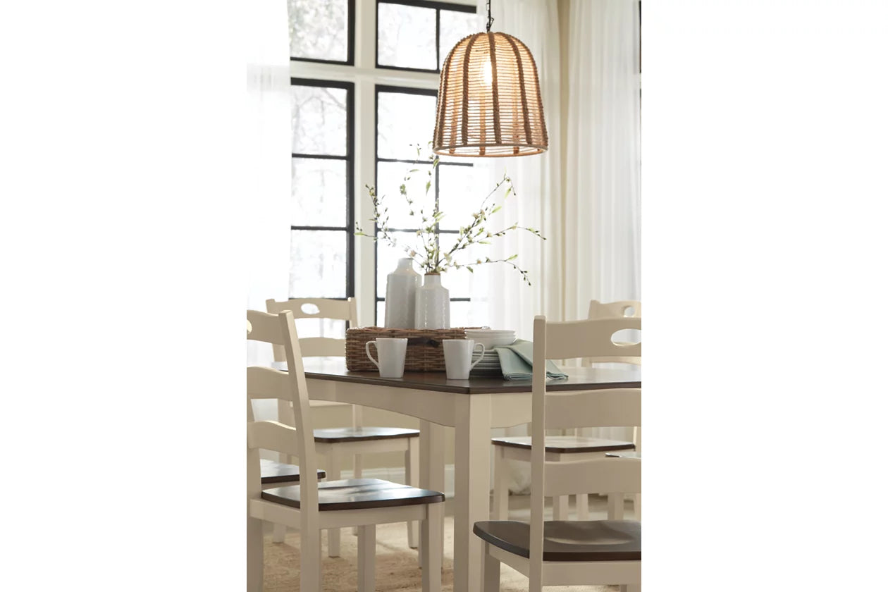 Woodanville Cream/Brown Dining Table and Chairs, Set of 7