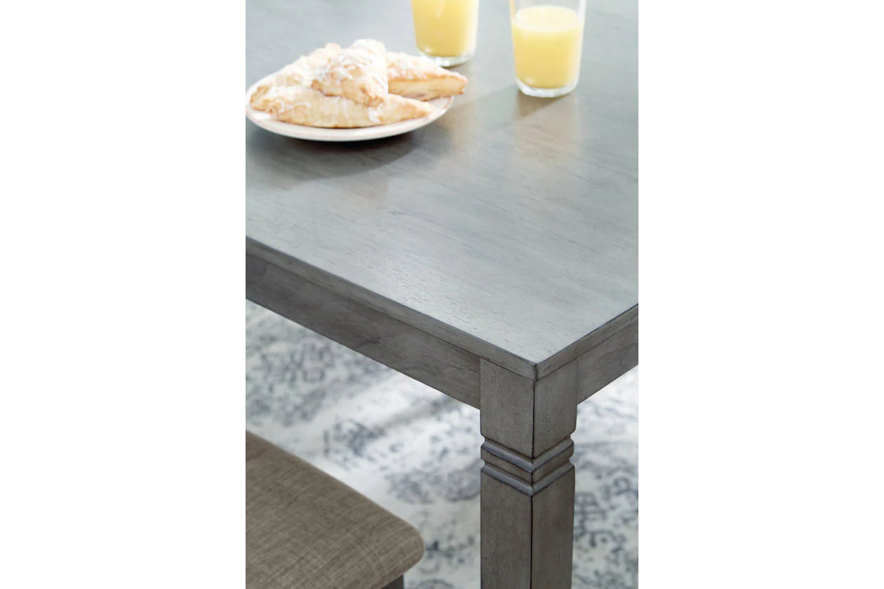 Jayemyer Charcoal Gray Dining Table and Chairs, Set of 7