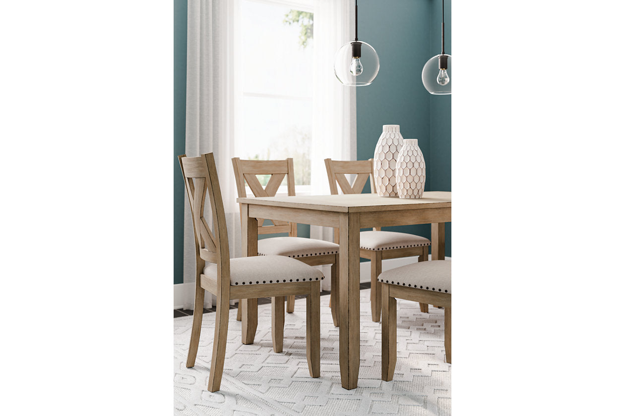 Sanbriar Light Brown Dining Table and Chairs, Set of 7