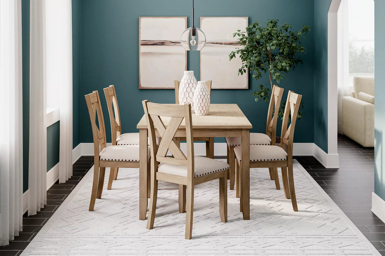 Sanbriar Light Brown Dining Table and Chairs, Set of 7