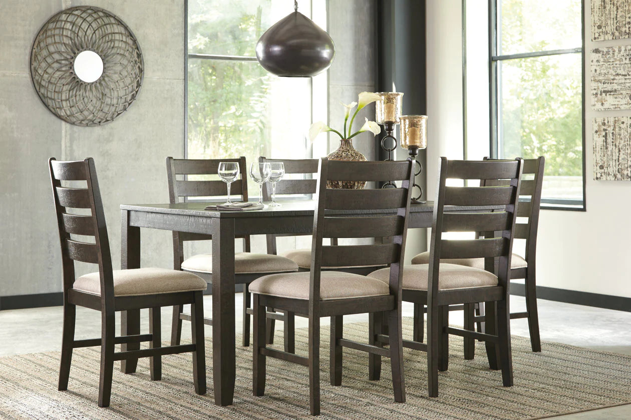 Rokane Brown Dining Table and Chairs, Set of 7