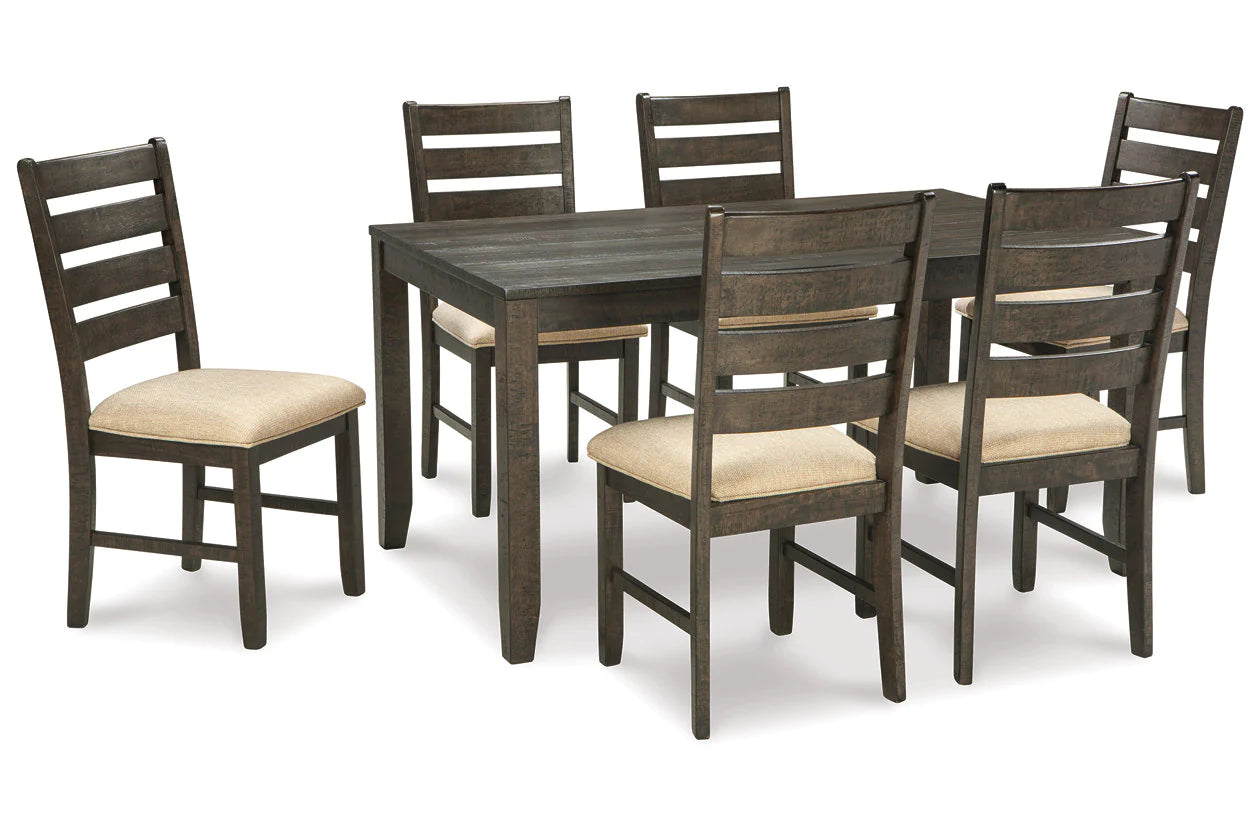 Rokane Brown Dining Table and Chairs, Set of 7