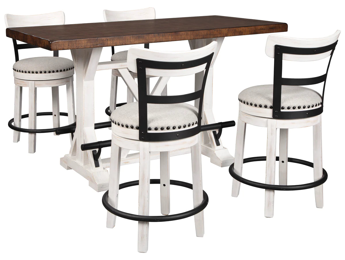 Valebeck White/Brown 5-Piece Counter Height Set