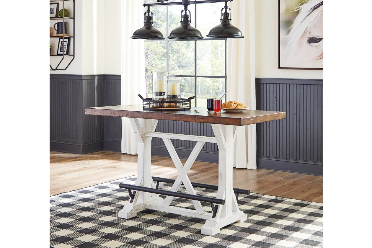 Valebeck White/Brown Counter Height Dining Table