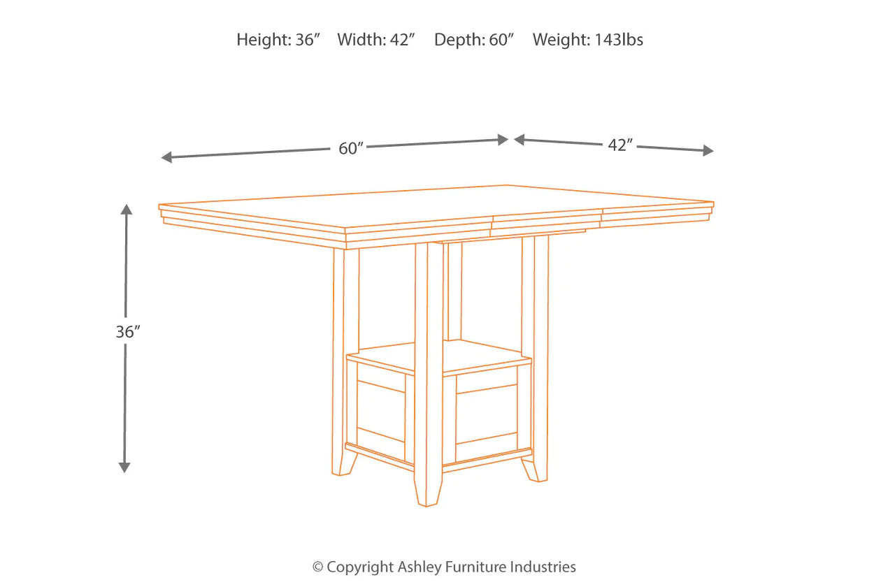 Ralene Medium Brown Counter Height Dining Extension Table
