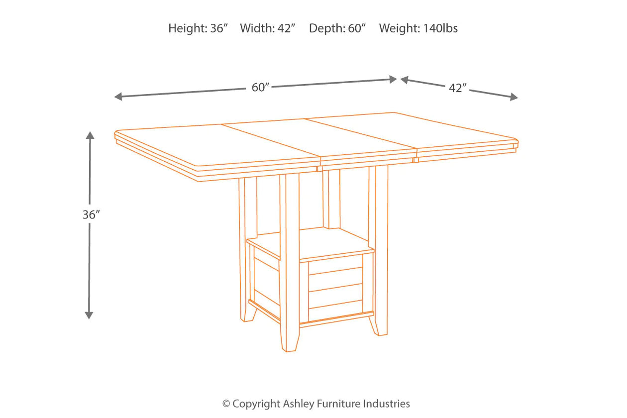 Haddigan Dark Brown Counter Height Extendable Dining Table
