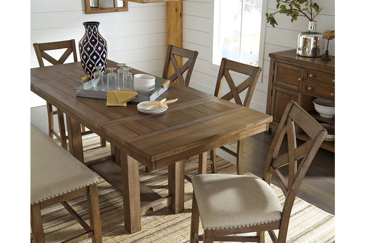 Moriville Grayish Brown Counter Height Extendable Dining Table