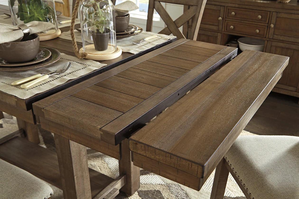 Moriville Grayish Brown Counter Height Extendable Dining Table