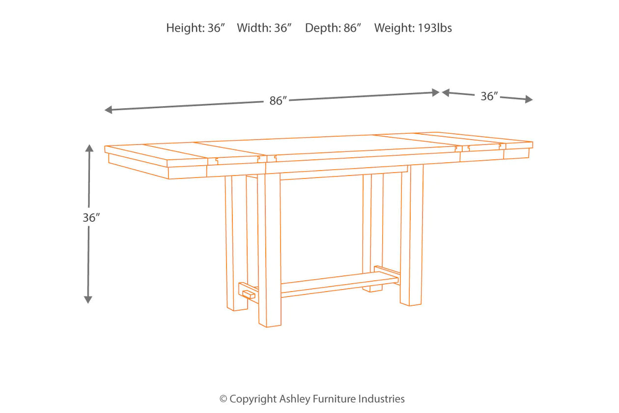 Moriville Grayish Brown Counter Height Extendable Dining Table