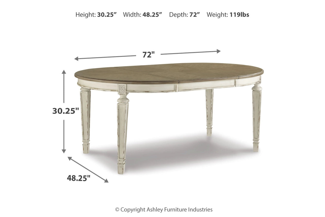 Realyn Chipped White Extendable Round/Oval Ribbon Dining Set