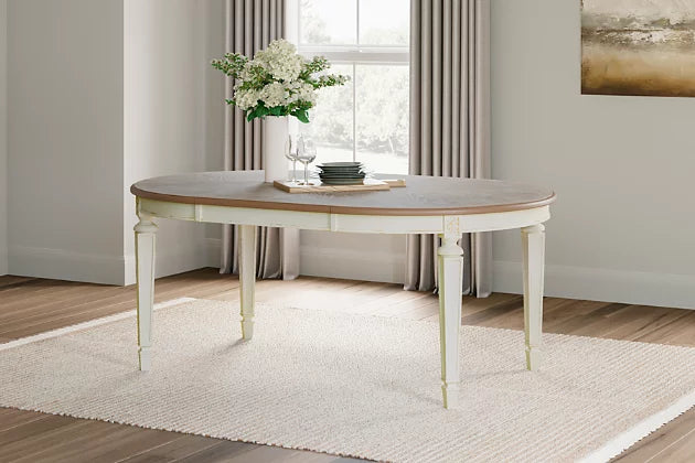 Realyn Chipped White Oval Extendable Dining Table