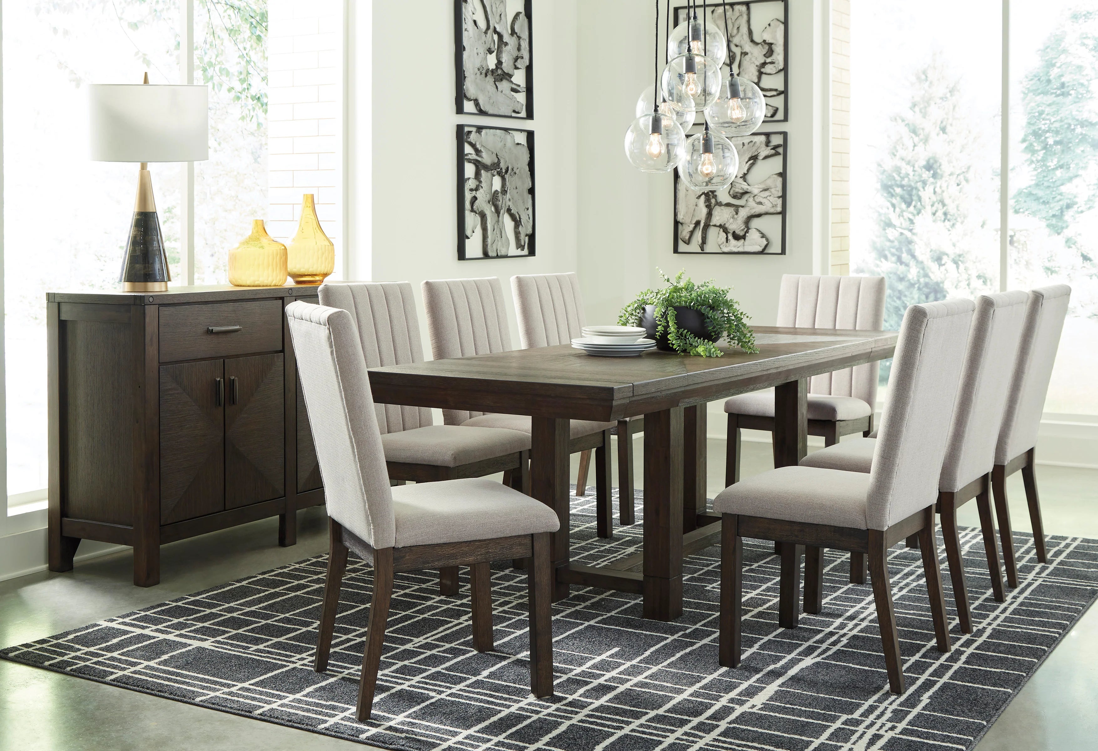Dellbeck Brown/Beige Extendable Dining Set