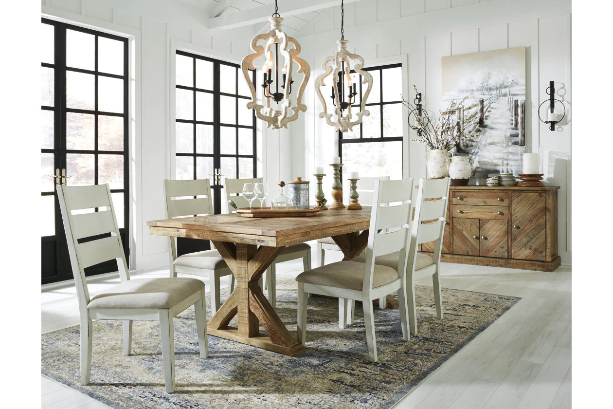 Grindleburg Light Brown Rectangular Dining Table with Trestle Base