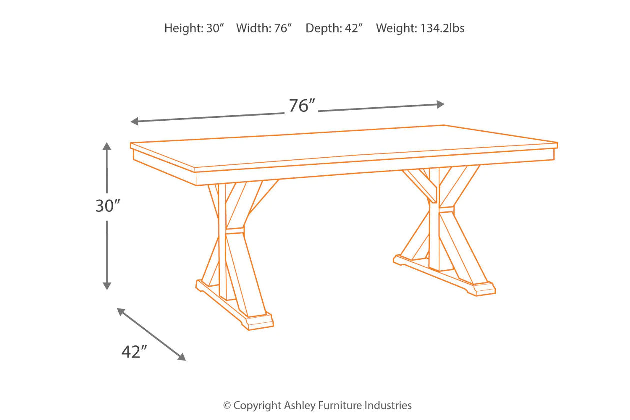 Grindleburg Light Brown Rectangular Dining Table with Trestle Base