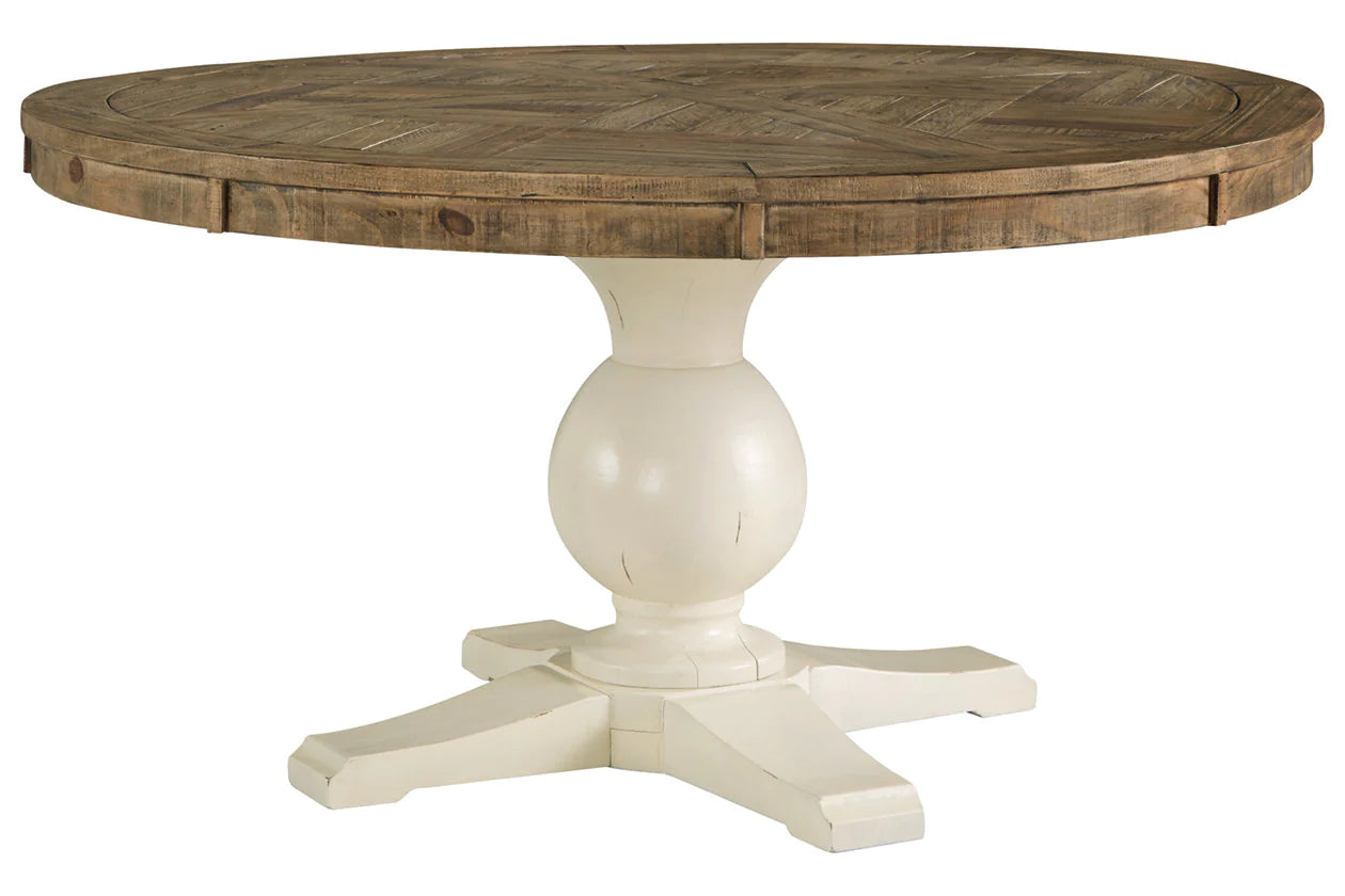Grindleburg Light Brown Round Dining Table with Pedestal Base