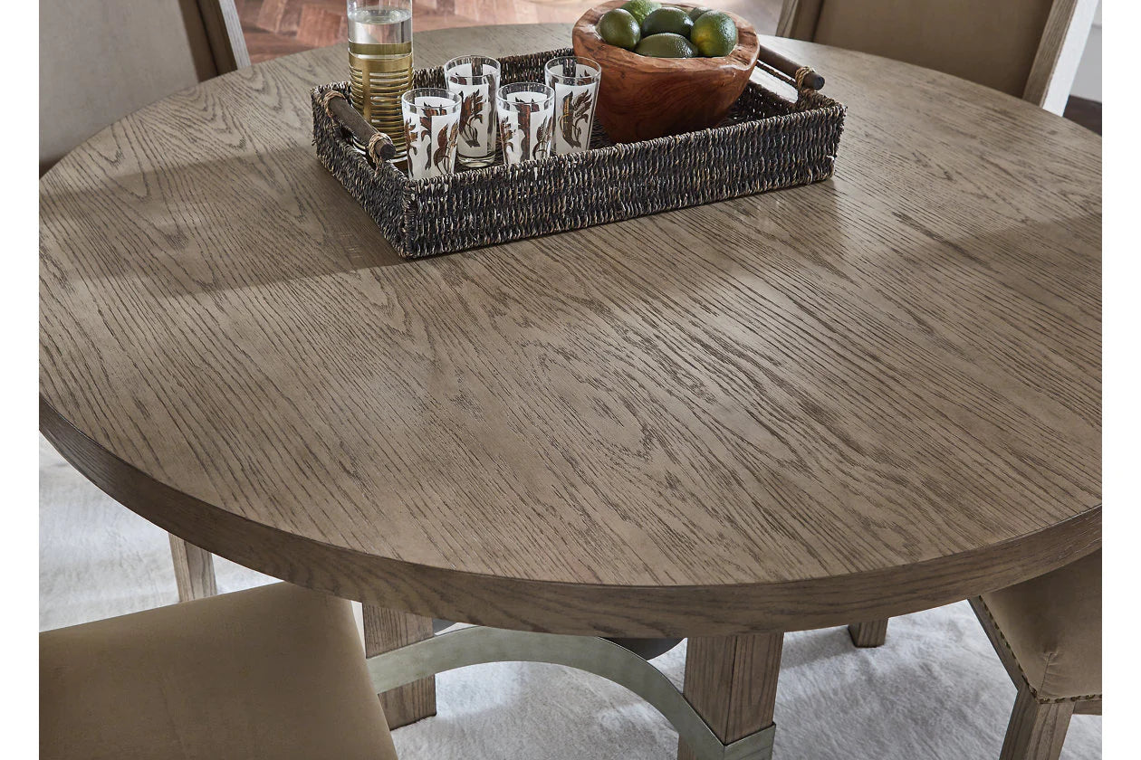 Chrestner Gray Round Dining Table