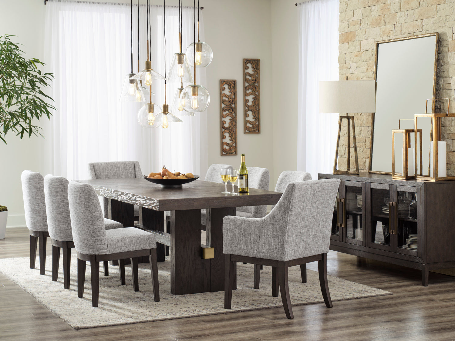 Juego de comedor extensible Burkhaus marrón oscuro