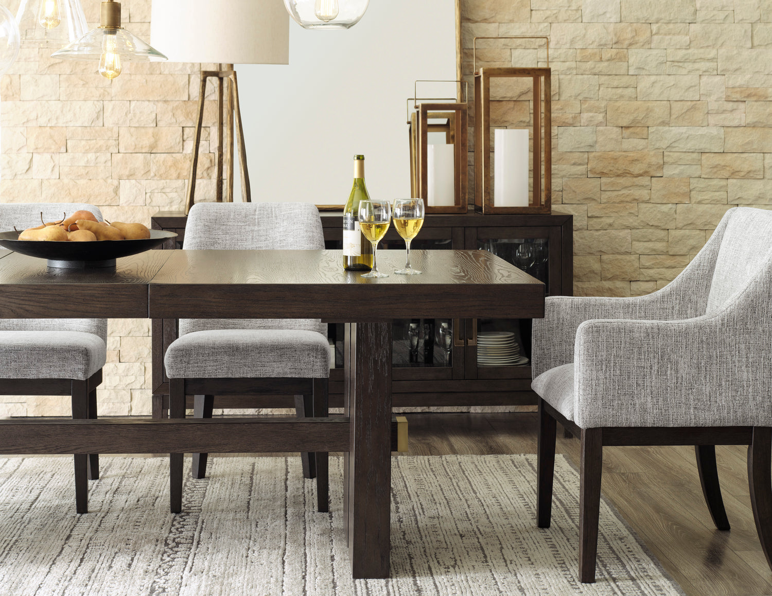 Juego de comedor extensible Burkhaus marrón oscuro