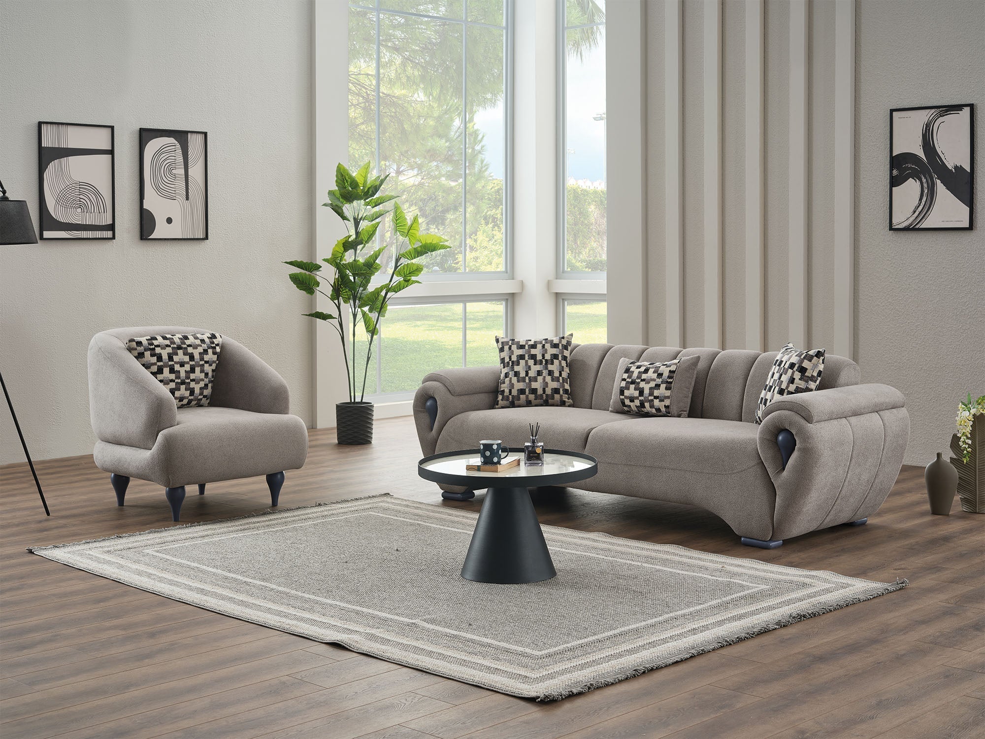 Damla 3-Pieces Modern Living Room Set