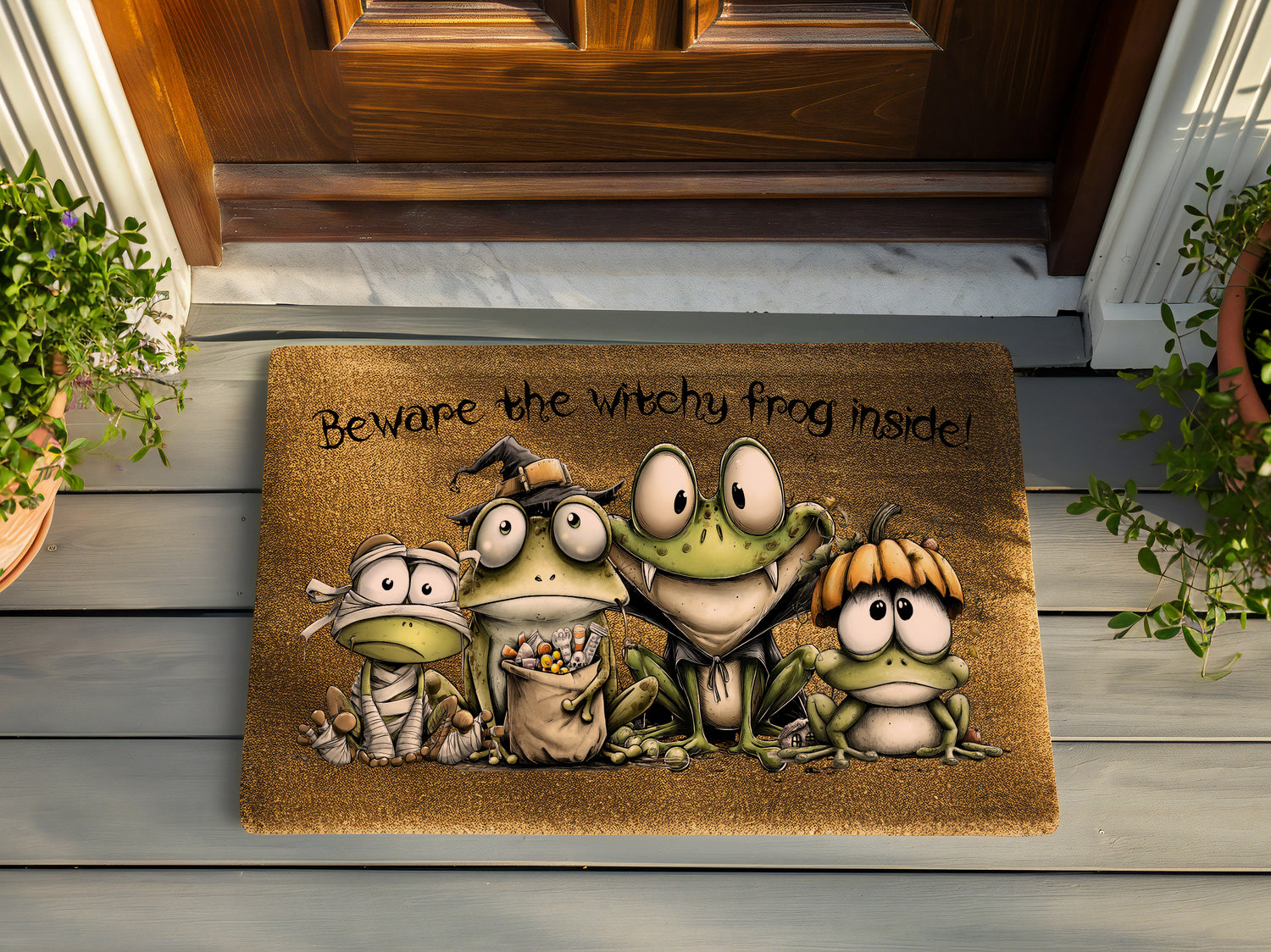 Witchy Frog Family Doormat