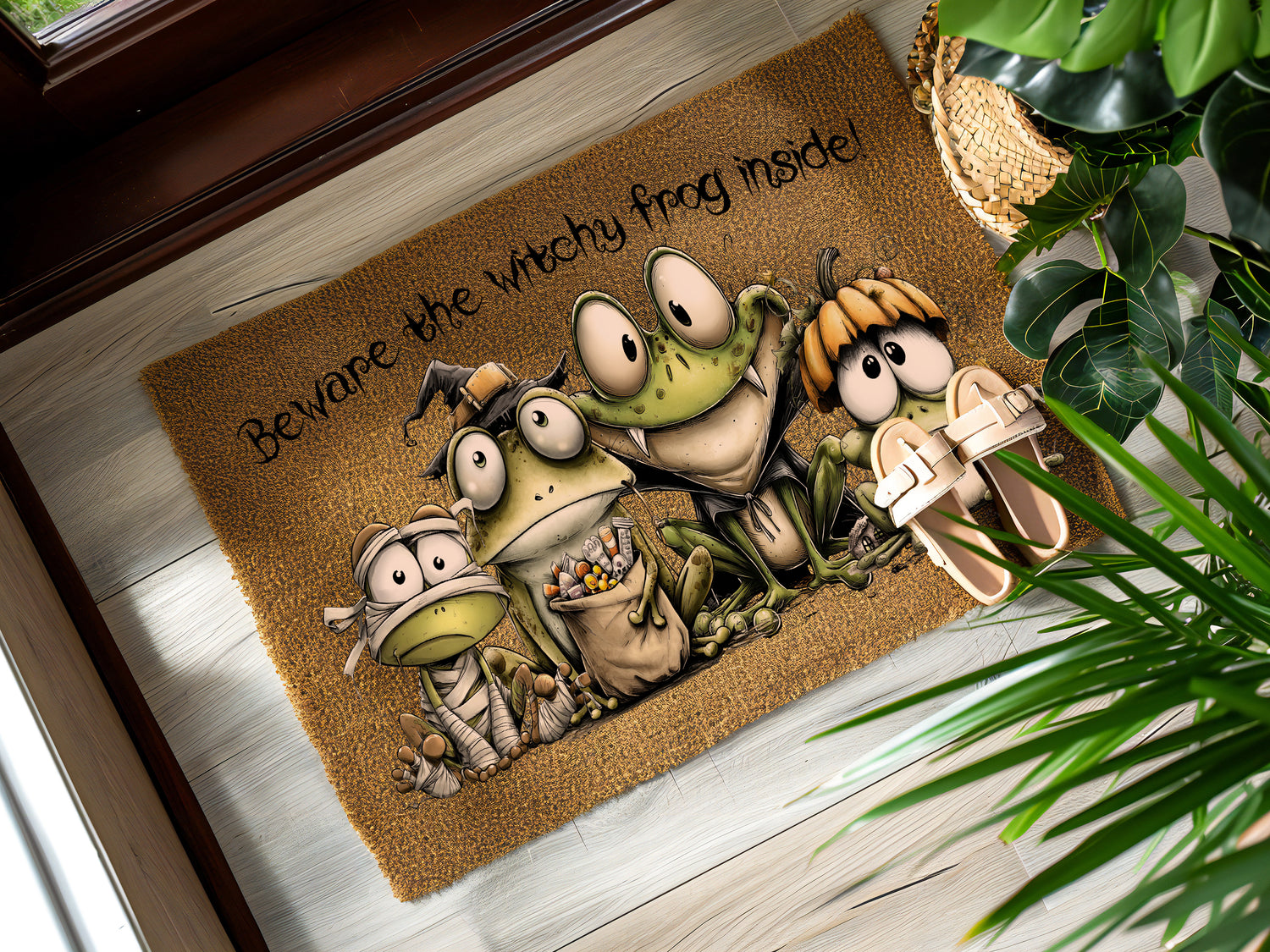 Witchy Frog Family Doormat
