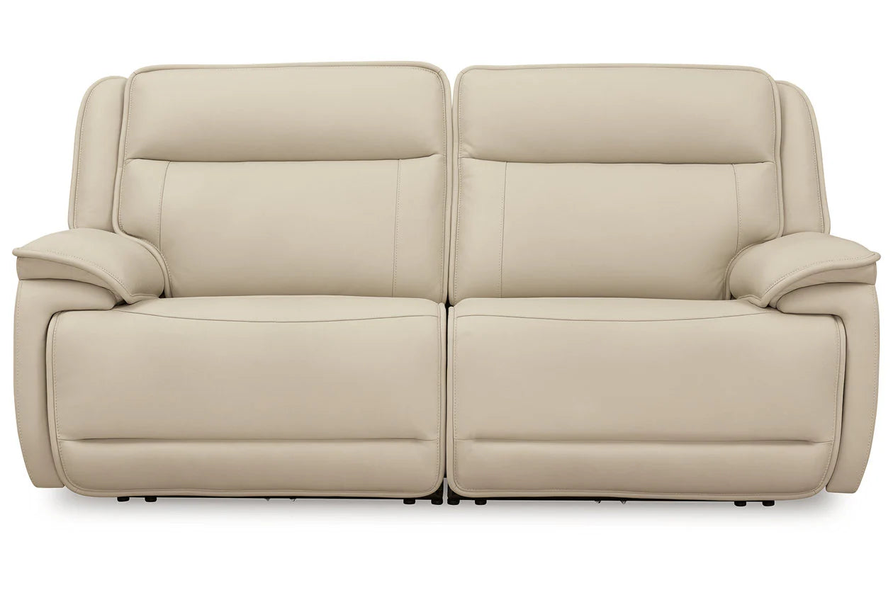 Double Deal Almond Power Reclining Loveseat with Adjustable Headrests