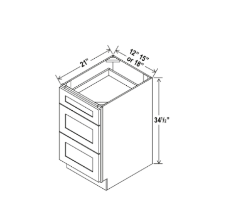 Gabinete de base con cajones para tocador Shaker gris
