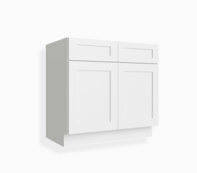White Shaker Double Vanity Sink Base Cabinet