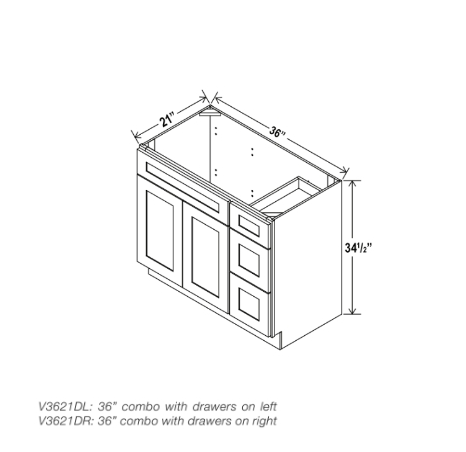 Gray Shaker 36″ W Vanity Combo with Drawers