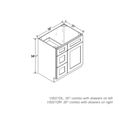 White Shaker 30″ W Vanity Combo with Drawers