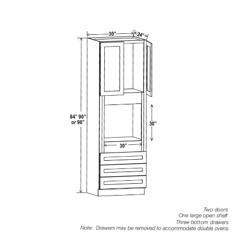 White Shaker 33″ W Oven Pantry Cabinet