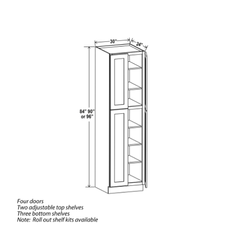 White Shaker 24″ W Utility Pantry Cabinet