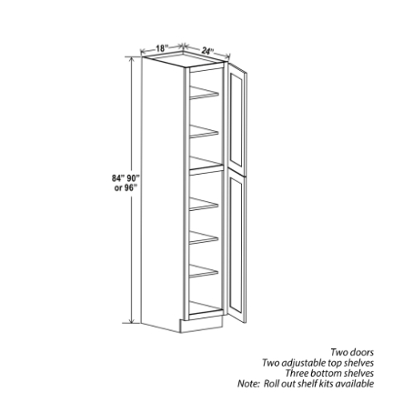 White Shaker 18″ W Utility Pantry Cabinet