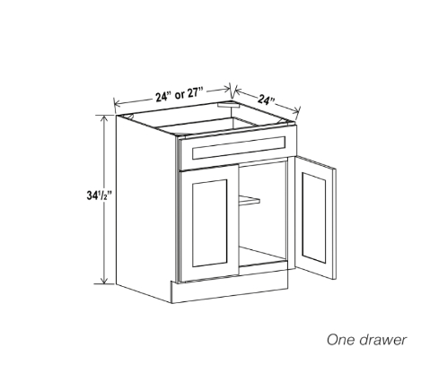 White Shaker Base Cabinet with Double Doors