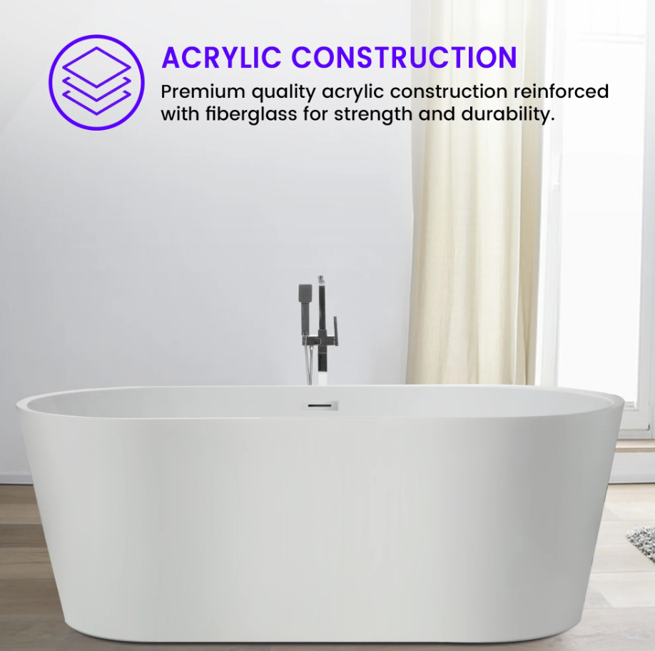 59" Freestanding Acrylic Bathtub